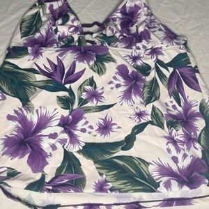 Floral Purple and Green Women's Top